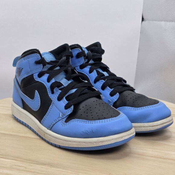Nike Boys Air Jordan 1 Mid DQ8424-401 Blue Basketball Shoes Sneakers Size 2Y - Picture 5 of 9